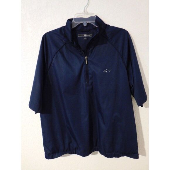 Greg Norman Windbreaker Jacket Mens Short Sleeve Medium Quarter Zip Navy - Picture 1 of 6